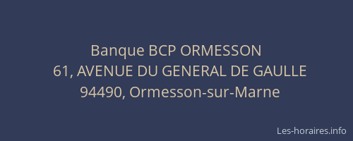Banque BCP ORMESSON
