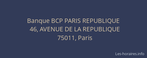 Banque BCP PARIS REPUBLIQUE