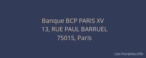 Banque BCP PARIS XV