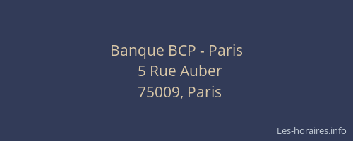 Banque BCP - Paris