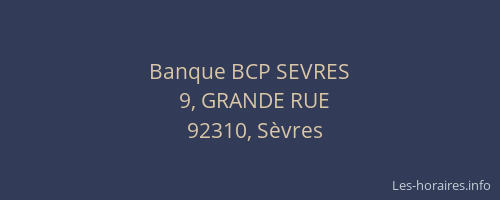 Banque BCP SEVRES