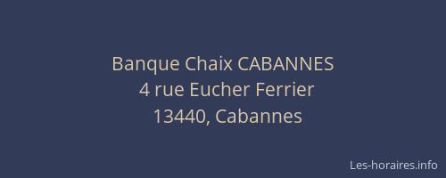Banque Chaix CABANNES