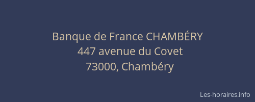 Banque de France CHAMBÉRY