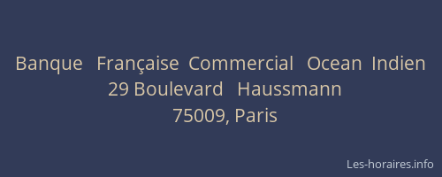 Banque   Française  Commercial   Ocean  Indien