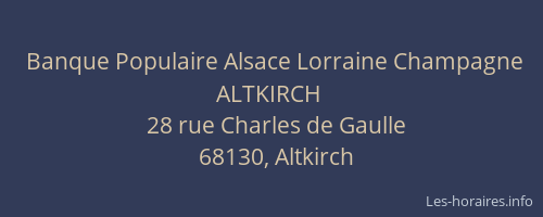 Banque Populaire Alsace Lorraine Champagne ALTKIRCH