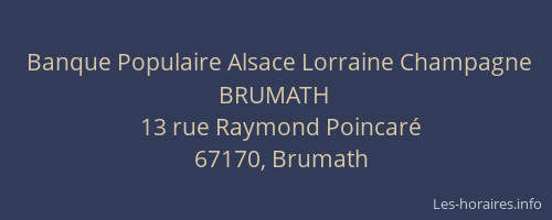 Banque Populaire Alsace Lorraine Champagne BRUMATH