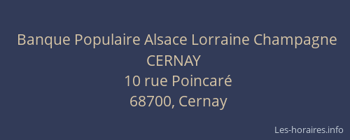 Banque Populaire Alsace Lorraine Champagne CERNAY