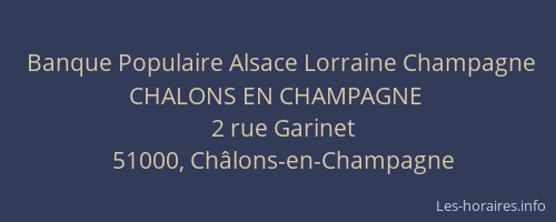 Banque Populaire Alsace Lorraine Champagne CHALONS EN CHAMPAGNE