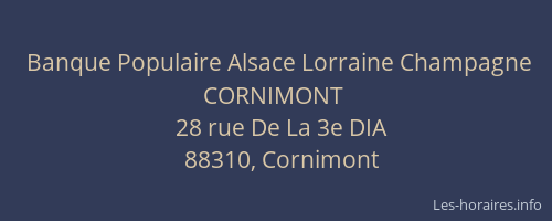 Banque Populaire Alsace Lorraine Champagne CORNIMONT