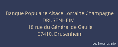 Banque Populaire Alsace Lorraine Champagne DRUSENHEIM