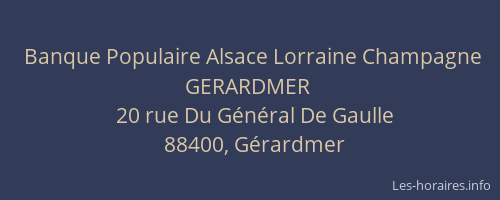 Banque Populaire Alsace Lorraine Champagne GERARDMER