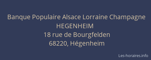 Banque Populaire Alsace Lorraine Champagne HEGENHEIM