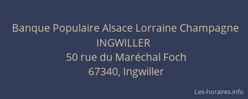 Banque Populaire Alsace Lorraine Champagne INGWILLER