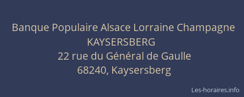 Banque Populaire Alsace Lorraine Champagne KAYSERSBERG