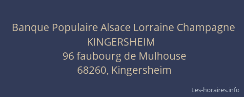 Banque Populaire Alsace Lorraine Champagne KINGERSHEIM