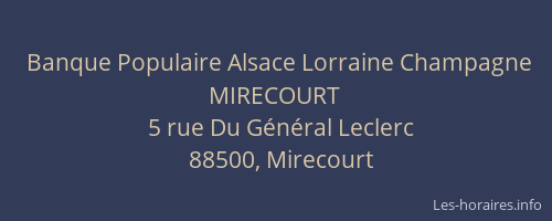 Banque Populaire Alsace Lorraine Champagne MIRECOURT