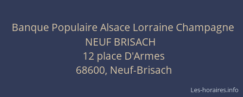 Banque Populaire Alsace Lorraine Champagne NEUF BRISACH