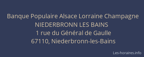 Banque Populaire Alsace Lorraine Champagne NIEDERBRONN LES BAINS