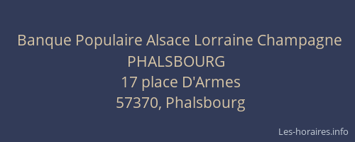 Banque Populaire Alsace Lorraine Champagne PHALSBOURG