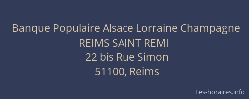 Banque Populaire Alsace Lorraine Champagne REIMS SAINT REMI
