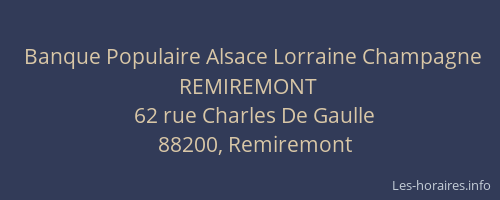 Banque Populaire Alsace Lorraine Champagne REMIREMONT