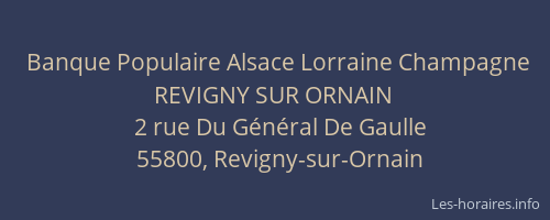Banque Populaire Alsace Lorraine Champagne REVIGNY SUR ORNAIN