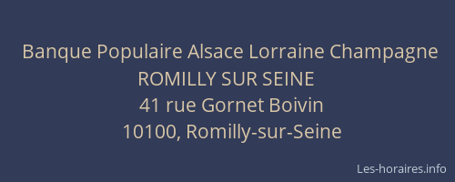 Banque Populaire Alsace Lorraine Champagne ROMILLY SUR SEINE