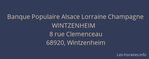 Banque Populaire Alsace Lorraine Champagne WINTZENHEIM