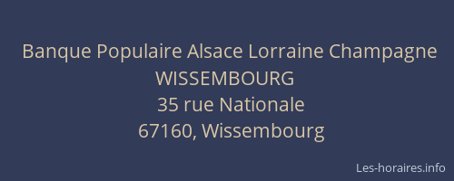 Banque Populaire Alsace Lorraine Champagne WISSEMBOURG