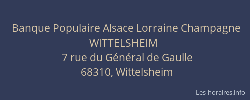 Banque Populaire Alsace Lorraine Champagne WITTELSHEIM