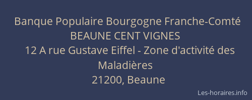 Banque Populaire Bourgogne Franche-Comté BEAUNE CENT VIGNES