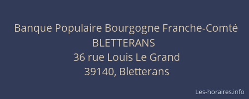 Banque Populaire Bourgogne Franche-Comt&eacute; BLETTERANS