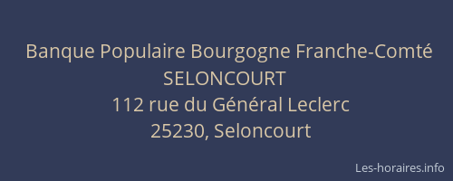 Banque Populaire Bourgogne Franche-Comté SELONCOURT