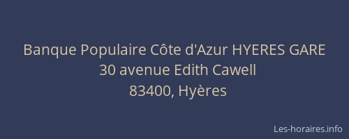 Banque Populaire Côte d'Azur HYERES GARE