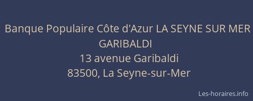 Banque Populaire Côte d'Azur LA SEYNE SUR MER GARIBALDI