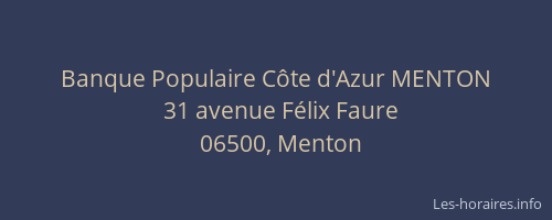 Banque Populaire Côte d'Azur MENTON