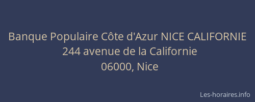 Banque Populaire Côte d'Azur NICE CALIFORNIE