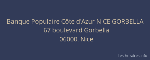 Banque Populaire Côte d'Azur NICE GORBELLA