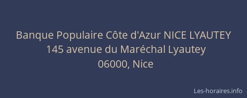 Banque Populaire Côte d'Azur NICE LYAUTEY