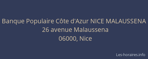 Banque Populaire Côte d'Azur NICE MALAUSSENA