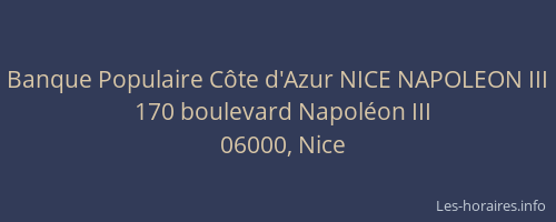 Banque Populaire Côte d'Azur NICE NAPOLEON III