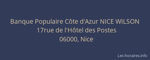 Banque Populaire Côte d'Azur NICE WILSON