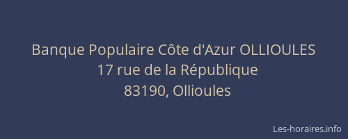 Banque Populaire Côte d'Azur OLLIOULES