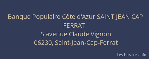 Banque Populaire Côte d'Azur SAINT JEAN CAP FERRAT