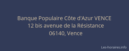 Banque Populaire Côte d'Azur VENCE