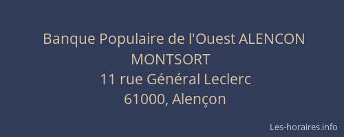 Banque Populaire de l'Ouest ALENCON MONTSORT