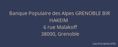 Banque Populaire des Alpes GRENOBLE BIR HAKEIM