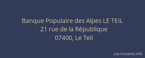 Banque Populaire des Alpes LE TEIL