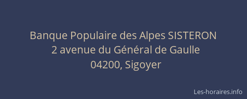 Banque Populaire des Alpes SISTERON