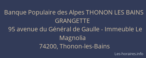 Banque Populaire des Alpes THONON LES BAINS GRANGETTE